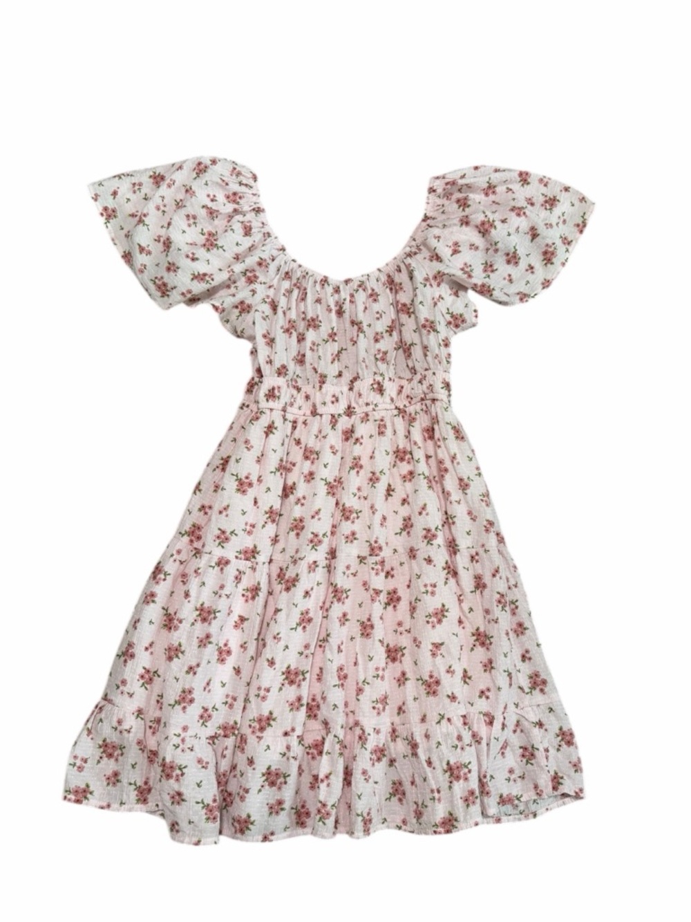 Blu Pepper Women's Pink Floral Tiered Milkmaid Mini‎ Dress | Size Medium - Picture 2 of 6